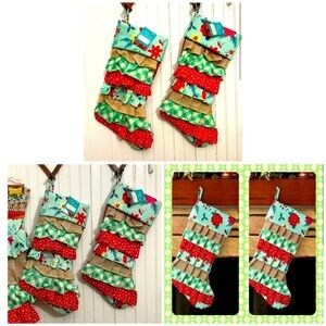 Pioneer Woman Multi-Color Ruffle Christmas Stockings 6 NEW